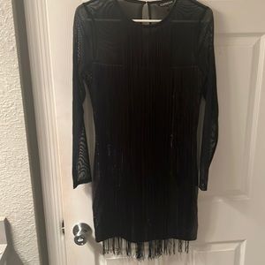 Black sequin fringe dress